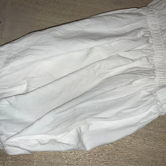 H&M White 100% Cotton 3/4 Puffy Sleeve Blouse Top Button Down Size 8 - Picture 8 of 9